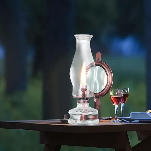 2 Pcs Large Oil Lamps Vintage Glass Kerosene Lantern Antique Wall Mounted Oil Lamps for Indoor Use Home Decor Rustic Hurricane Lamp for Emergency Lighting with 3/4" Wick Oil Lantern H12.6in in Kuwait