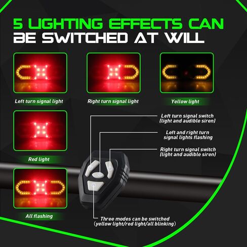 مجموعة أضواء الدراجة، 7 أوضاع لإشارة الانعطاف للدراجة مع جهاز تحكم عن بعد و6 أوضاع 1000 لومن مصابيح أمامية للدراجة قابلة لإعادة الشحن عبر USB ومقاومة للماء مناسبة للركوب الليلي in Kuwait