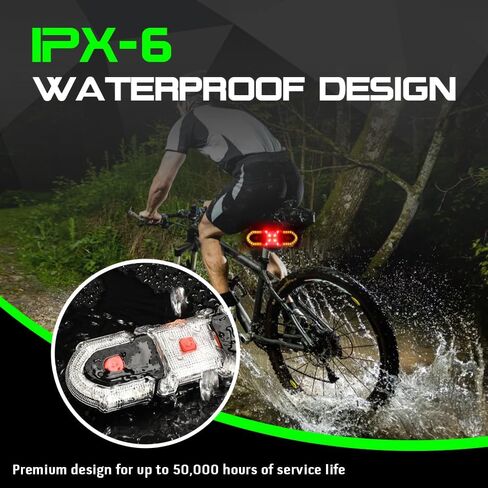 مجموعة أضواء الدراجة، 7 أوضاع لإشارة الانعطاف للدراجة مع جهاز تحكم عن بعد و6 أوضاع 1000 لومن مصابيح أمامية للدراجة قابلة لإعادة الشحن عبر USB ومقاومة للماء مناسبة للركوب الليلي in Kuwait