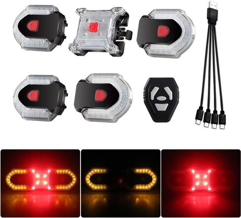 Bike Lights Set, 7 Modes Bicycle Turn Signal Tail Lights with Remote Control and 6 Modes 1000lm Bike Headlights USB Rechargeable Waterproof Suitable for Night Riding in Saudi Arabia