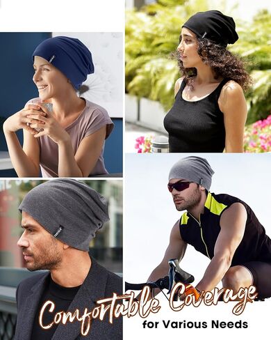 FURTALK Slouchy Beanie for Men Women Breathable Cotton Summer Beanie Unisex Running Sleeping Skull Caps Chemo Headwear in Saudi Arabia