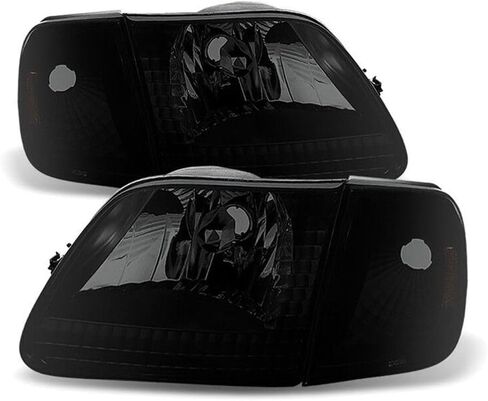 [4pc الدخان الأسود لفورد للوسائط 97-02 لـ F150 97-03 & Heritage 04 لـ F250 97-99+مصابيح مصابيح الإشارة السائق والركاب الجانبي للركاب. in Kuwait