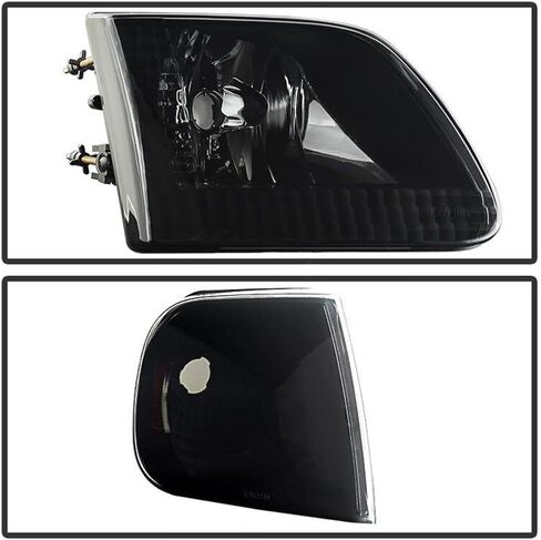 [4pc الدخان الأسود لفورد للوسائط 97-02 لـ F150 97-03 & Heritage 04 لـ F250 97-99+مصابيح مصابيح الإشارة السائق والركاب الجانبي للركاب. in Kuwait