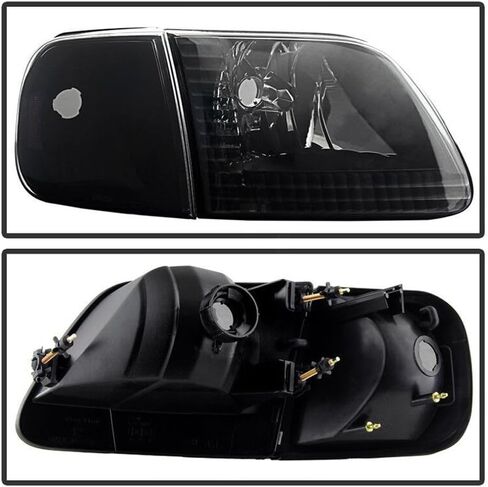 [4pc الدخان الأسود لفورد للوسائط 97-02 لـ F150 97-03 & Heritage 04 لـ F250 97-99+مصابيح مصابيح الإشارة السائق والركاب الجانبي للركاب. in Kuwait