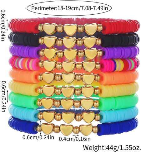 Friendship Bracelets for Women Teen Girls - Heishi Surfer Colorful Beaded Inspire Bracelets Set - Kid's Play Bracelets Set Boho Bracelets Jewelry (F-FLOWER) in Saudi Arabia