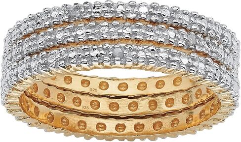 PalmBeach Yellow Gold-plated Sterling Silver Genuine Diamond Accent 3 Piece Eternity Ring Sizes 6-10 in Saudi Arabia