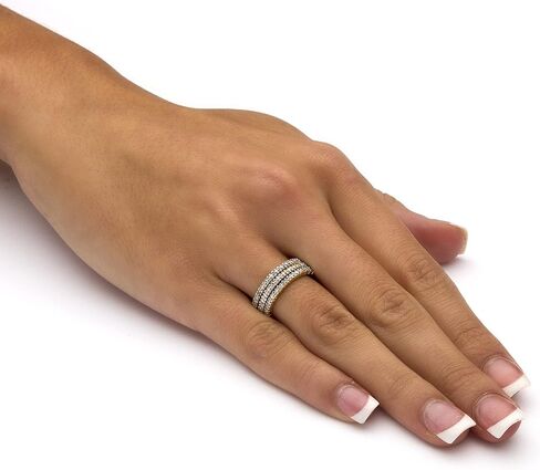 PalmBeach Yellow Gold-plated Sterling Silver Genuine Diamond Accent 3 Piece Eternity Ring Sizes 6-10 in Saudi Arabia