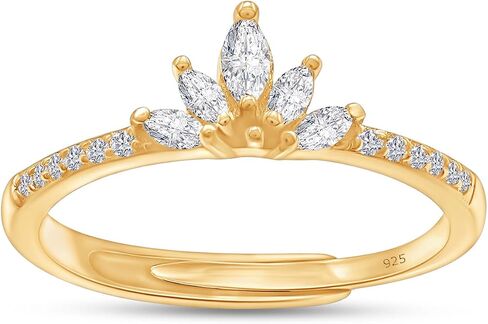 ماركيز ماركيز وجولة أبيض مكعب من الزركونيا 5 حجر الخاتم نصف الأبدية في 14K الذهب مطلي 925 sterling الفضة الزفاف للنساء in Kuwait