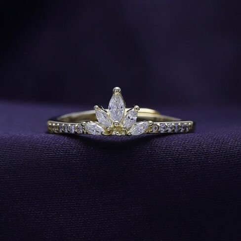 ماركيز ماركيز وجولة أبيض مكعب من الزركونيا 5 حجر الخاتم نصف الأبدية في 14K الذهب مطلي 925 sterling الفضة الزفاف للنساء in Kuwait