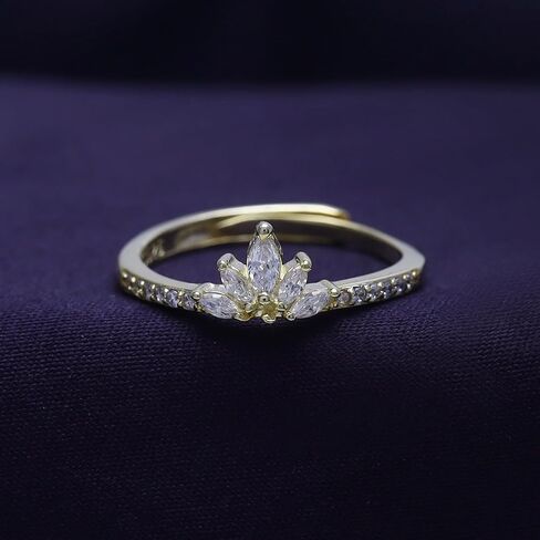 ماركيز ماركيز وجولة أبيض مكعب من الزركونيا 5 حجر الخاتم نصف الأبدية في 14K الذهب مطلي 925 sterling الفضة الزفاف للنساء in Kuwait