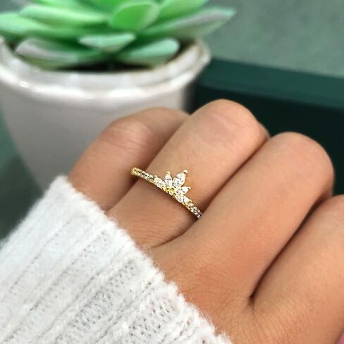 ماركيز ماركيز وجولة أبيض مكعب من الزركونيا 5 حجر الخاتم نصف الأبدية في 14K الذهب مطلي 925 sterling الفضة الزفاف للنساء in Kuwait