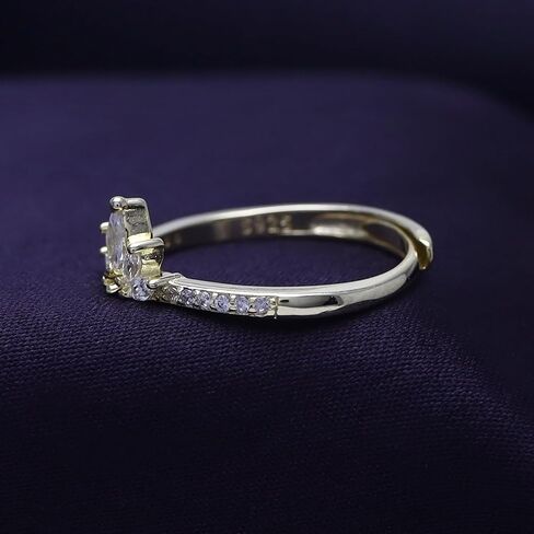 ماركيز ماركيز وجولة أبيض مكعب من الزركونيا 5 حجر الخاتم نصف الأبدية في 14K الذهب مطلي 925 sterling الفضة الزفاف للنساء in Kuwait
