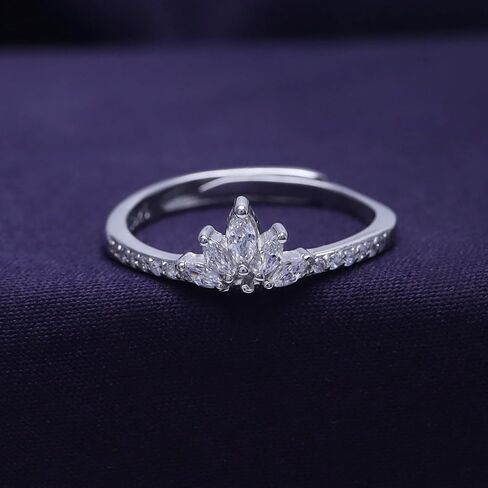 AFFY Marquise & Round Shaped White Cubic Zirconia 5 Stone Stackable Half Eternity Ring In 14K Gold Plated 925 Sterling Silver Wedding Bands for Women in Saudi Arabia