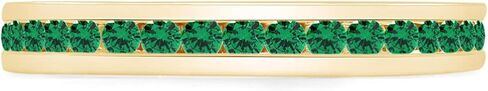 AFFY 3mm Simulated Green Emerald Stackable Eternity Band Ring in14K Gold Over Sterling Silver in Saudi Arabia