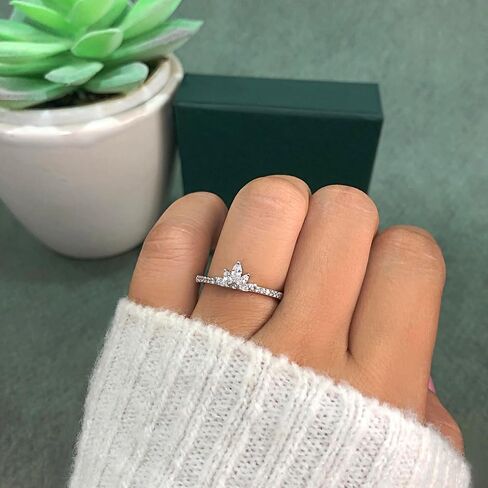AFFY Marquise & Round Shaped White Cubic Zirconia 5 Stone Stackable Half Eternity Ring In 14K Gold Plated 925 Sterling Silver Wedding Bands for Women in Saudi Arabia