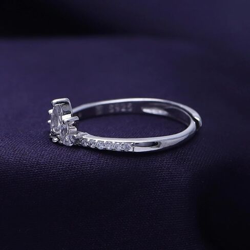 AFFY Marquise & Round Shaped White Cubic Zirconia 5 Stone Stackable Half Eternity Ring In 14K Gold Plated 925 Sterling Silver Wedding Bands for Women in Saudi Arabia