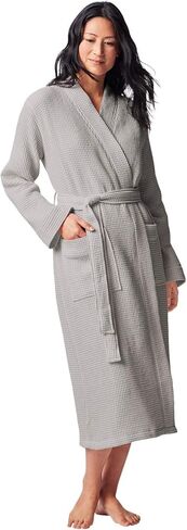Coyuchi Unisex Waffle Patterned Organic Cotton Robe - Fast Drying Weave - Classic Spa Style Robe - GOTS Certified in Kuwait