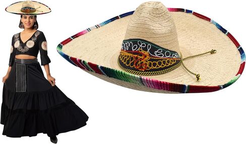 Nicky Bigs Novelties العملاق التقليدي Sombrero Charro Hat كبير الحجم الكبير Cinco de Mayo Fiesta Hats للرجال والنساء والمراهقين in Saudi Arabia