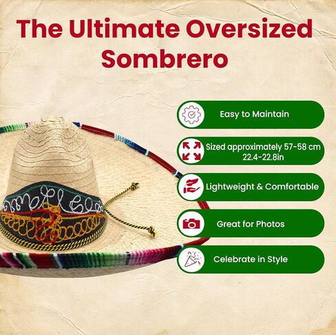 Nicky Bigs Novelties العملاق التقليدي Sombrero Charro Hat كبير الحجم الكبير Cinco de Mayo Fiesta Hats للرجال والنساء والمراهقين in Saudi Arabia