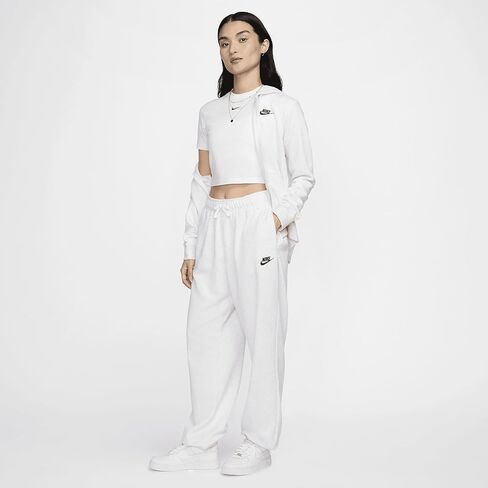 بنطال رياضي كبير الحجم متوسط ​​الارتفاع للنساء من Nike Sportswear Club Fleece (الولايات المتحدة، Alpha، X-Large، عادي، عادي، أسود/أبيض) in Saudi Arabia