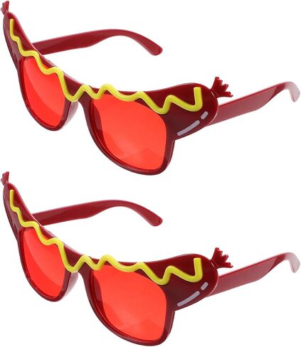 2Pcs Hot Dog Eyeglasses Funny Sunglasses Dance Party Makeup Glasses Summer Dress Up Decorative Eyewears in Saudi Arabia