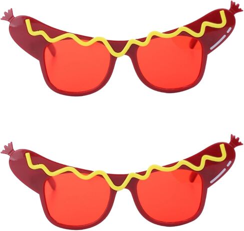 2Pcs Hot Dog Eyeglasses Funny Sunglasses Dance Party Makeup Glasses Summer Dress Up Decorative Eyewears in Saudi Arabia