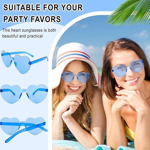 Semato 16 Pcs Heart Sunglasses Rimless Heart Shaped Sunglasses Bachelorette Bride Party Favors in Saudi Arabia