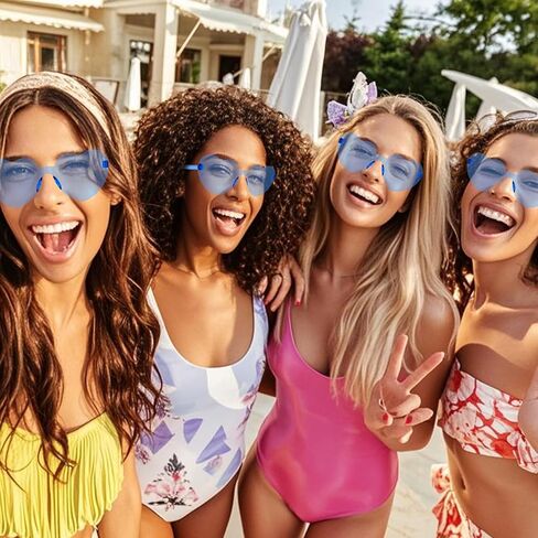 Semato 16 Pcs Heart Sunglasses Rimless Heart Shaped Sunglasses Bachelorette Bride Party Favors in Saudi Arabia