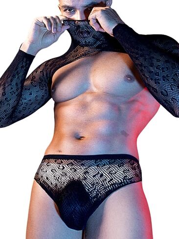 Sexy Men's T Shirt, Sheer Leopard Print Underwear, Fishnet Lingerie for Men, Crop Top Male Mesh Clothes in Saudi Arabia
