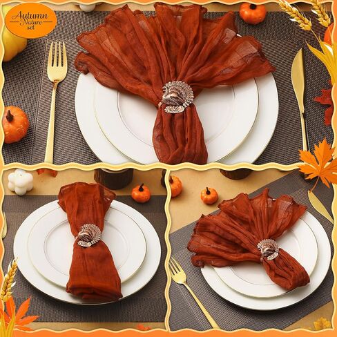 WILLBOND 12 Pcs Turkey Bird Gold Napkin Ring Thanksgiving Turkey Napkin Ring Fall Metal Napkin Holders Gold Serviette Buckles for Thanksgiving Autumn Halloween Turkey Theme Party Table Celebration in Saudi Arabia