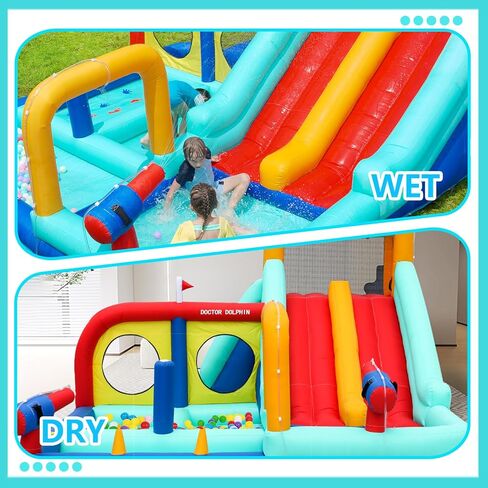 Inflatable Water Slides for Kids Backyard, Waterslide Bounce House for Kids, Blow Up Water Park, Bouncy House with Slide for Wet Dry(550W Blower Included) in Kuwait
