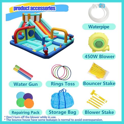 Inflatable Water Slides for Kids Backyard, Waterslide Bounce House for Kids, Blow Up Water Park, Bouncy House with Slide for Wet Dry(550W Blower Included) in Kuwait