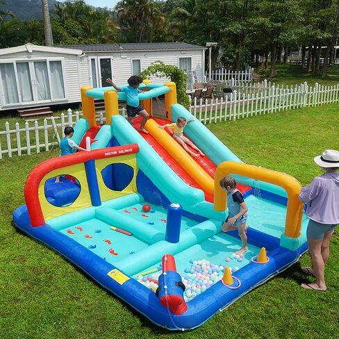 Inflatable Water Slides for Kids Backyard, Waterslide Bounce House for Kids, Blow Up Water Park, Bouncy House with Slide for Wet Dry(550W Blower Included) in Kuwait