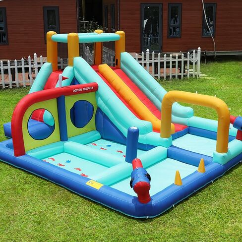 Inflatable Water Slides for Kids Backyard, Waterslide Bounce House for Kids, Blow Up Water Park, Bouncy House with Slide for Wet Dry(550W Blower Included) in Kuwait