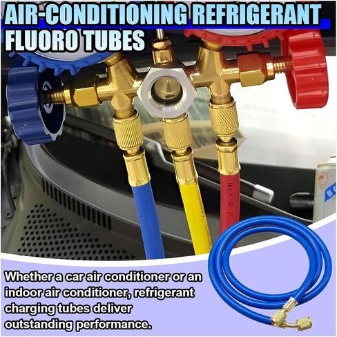 AC Refrigerant Hose, 60 Inch HVAC Manifold Gauge Tube for Air Condition System, 1/4" SAE Thread Flare Charging Hose, 800 PSI Working Pressure HVAC Hoses for R134A, R410A and R22 (Yellow) in Saudi Arabia