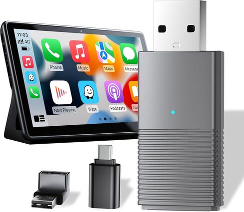 Wireless CarPlay Adapter for Apple, Plug and Play Low Latency Mini Car Play Dongle Converts Wired to Wireless, Auto-Connect for Cars with OEM Wired Carplay from 2016 and iOS 10+ (Black) in Saudi Arabia