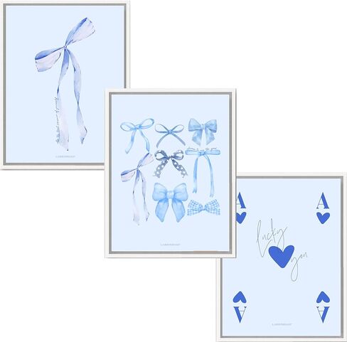 LARKINROAD 3 Pink Bow and Cherry Decor Posters, Wall Art - 12 x 16 Unframed - Preppy Dorm, Room Decor Aesthetic, Coquette Pink Decor - Eco-Friendly, Made in USA in Kuwait