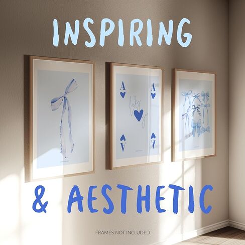 LARKINROAD 3 Pink Bow and Cherry Decor Posters, Wall Art - 12 x 16 Unframed - Preppy Dorm, Room Decor Aesthetic, Coquette Pink Decor - Eco-Friendly, Made in USA in Kuwait