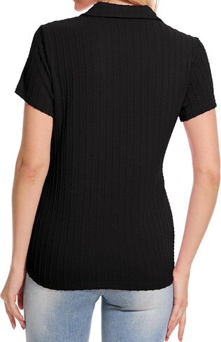 YuKaiChen Women's Polo Shirts Casual Summer Collared Tops Short Sleeve Knit Tops V Neck in Kuwait