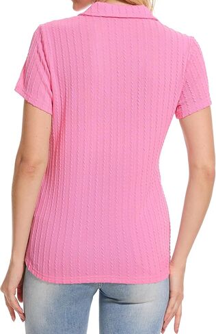 YuKaiChen Women's Polo Shirts Casual Summer Collared Tops Short Sleeve Knit Tops V Neck in Kuwait