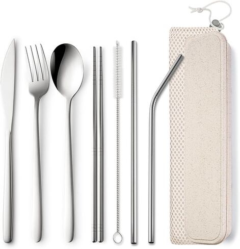 Travel Portable Cutlery Set With Box, Reusable Portable Cutlery Set For Travel And Home (YE) in Saudi Arabia