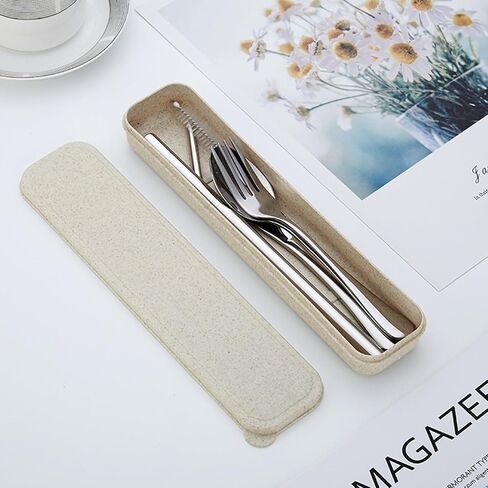 Travel Portable Cutlery Set With Box, Reusable Portable Cutlery Set For Travel And Home (YE) in Saudi Arabia