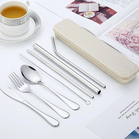 Travel Portable Cutlery Set With Box, Reusable Portable Cutlery Set For Travel And Home (YE) in Saudi Arabia