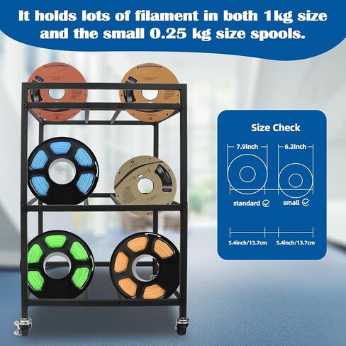 3D Printer Filament Storage Rack, 360°Rolling Filament Spool Holders Racks with Wheels, Heavy Duty Metal Shelf for PLA/ABS/TPU,Filaments Organzied for 3D Printing in Kuwait