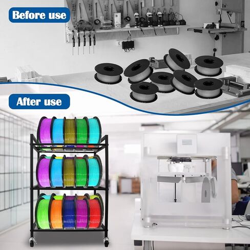 3D Printer Filament Storage Rack, 360°Rolling Filament Spool Holders Racks with Wheels, Heavy Duty Metal Shelf for PLA/ABS/TPU,Filaments Organzied for 3D Printing in Kuwait