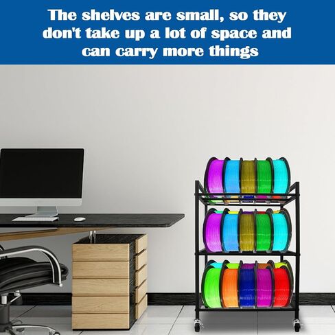 3D Printer Filament Storage Rack, 360°Rolling Filament Spool Holders Racks with Wheels, Heavy Duty Metal Shelf for PLA/ABS/TPU,Filaments Organzied for 3D Printing in Kuwait