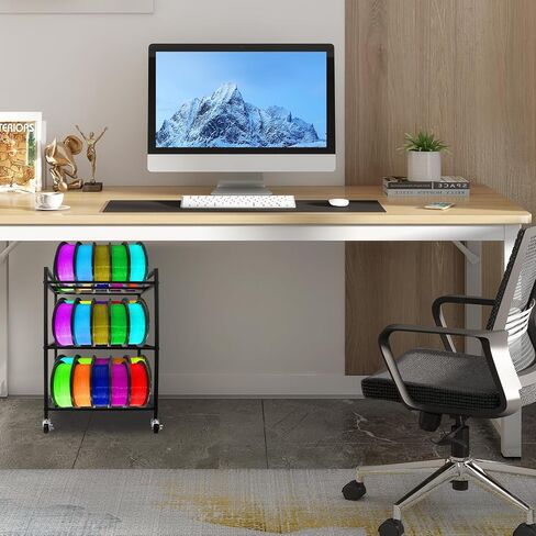 3D Printer Filament Storage Rack, 360°Rolling Filament Spool Holders Racks with Wheels, Heavy Duty Metal Shelf for PLA/ABS/TPU,Filaments Organzied for 3D Printing in Kuwait