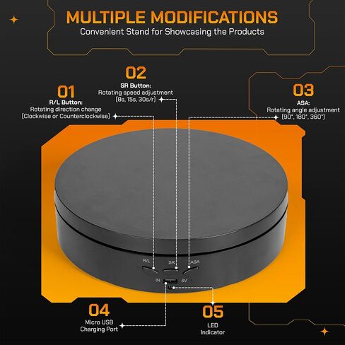 Remote control Motorized Rotating Display stand - 360° Electric Rotating Platform | 3-in-1 Sizes - 5.74", 7.08" and 8.66" Replacement Covers - Rechargeable Turn Table - Live Streaming & Photography in Saudi Arabia