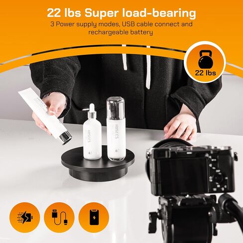 Remote control Motorized Rotating Display stand - 360° Electric Rotating Platform | 3-in-1 Sizes - 5.74", 7.08" and 8.66" Replacement Covers - Rechargeable Turn Table - Live Streaming & Photography in Saudi Arabia