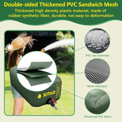 حاوية تخزين المياه XITAO سعة 87 جالون/330 لتر مع مؤشر لمستوى المياه، حاويات تخزين مياه قابلة للطي ذات سعة كبيرة، حقيبة مياه محمولة لخزان المياه في حالات الطوارئ للمركبات الترفيهية، والوقاية من الحرائق، والري in Kuwait